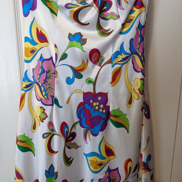 Vintage Y2K 90s Style Silk Floral Halter Midi Dress with Beaded Necklace Size 4 - Picture 6 of 6